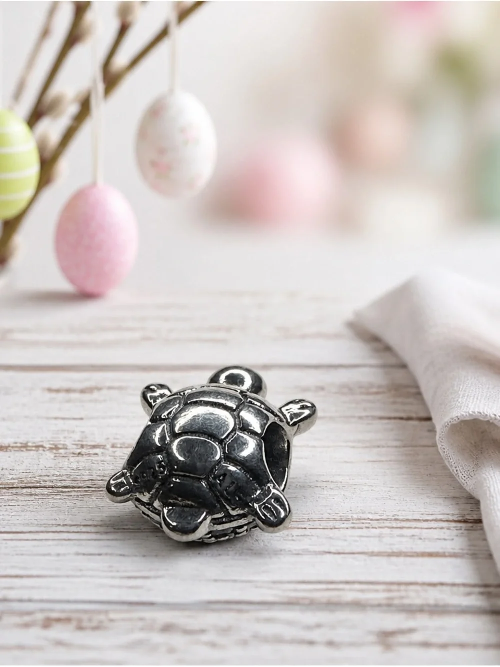 Sterling Silver Turtle Charm - Black Crystal Shell new with out tag